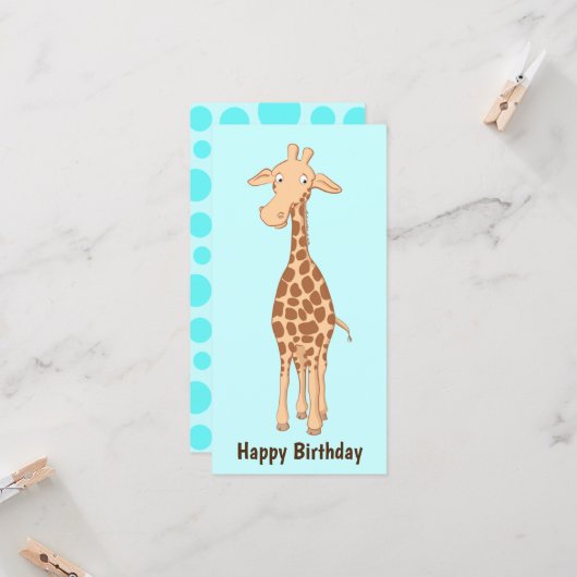 Carte plate de girafe mignonne (Devant/Arrière en situation)