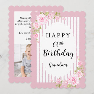 Carte plate de joyeux anniversaire grand-mère avec