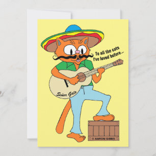 Carte plate de la fête de dessin animé de chat drô