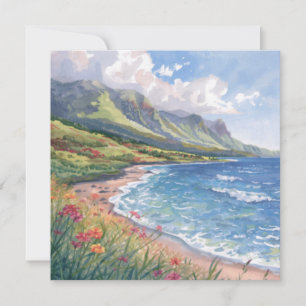 Carte plate de la plage aux fleurs Hawaii