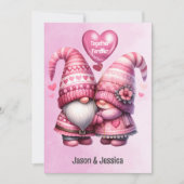 Carte plate de la Saint-Valentin Gnome rose Couple (Devant)