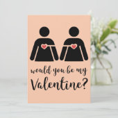 Carte plate de la Saint-Valentin LGBTQ+ lesbienne  (Debout devant)
