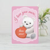 Carte plate de la Saint-Valentin Ours polaire mign (Debout devant)