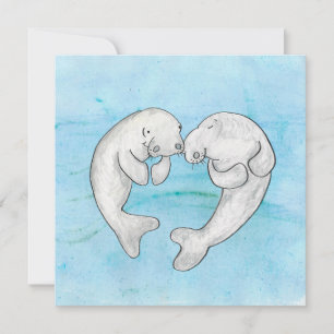 Carte plate de lamantins amoureux