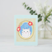 Carte plate de maquissage de chaton blanc mignon (Debout devant)