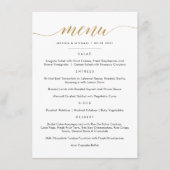 Carte plate de menu de calligraphie en or faux (Devant)