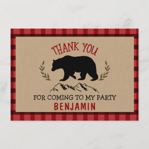 Carte plate de Merci d'anniversaire de bûcheron de