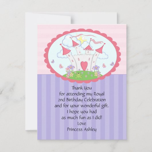 Carte plate de Merci pourpre de princesse Castle (Devant)