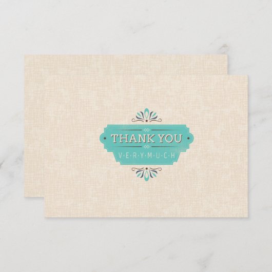 Carte plate de Merci turquoise (Devant / Derrière)