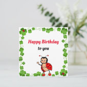Carte plate de naissance Ladybug Mignonne et Joyeu (Debout devant)