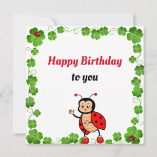 Carte plate de naissance Ladybug Mignonne et Joyeu