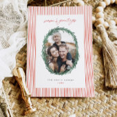 Carte plate de Noël à rayures classiques avec cour