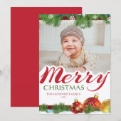 Carte plate de Noël avec photo de famille (Devant / Derrière)