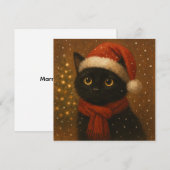 Carte plate de Noël avec un chat chaleureux (Devant / Derrière)
