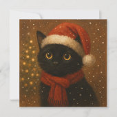 Carte plate de Noël avec un chat chaleureux (Devant)