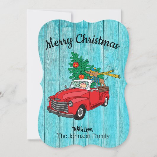 Carte plate de Noël avec un teckel (Devant)