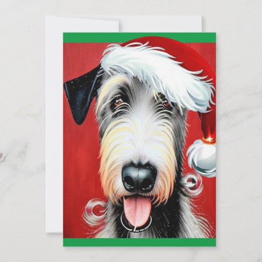 Carte plate de Noël fantaisiste Irish Wolfhound (Devant)