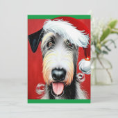 Carte plate de Noël fantaisiste Irish Wolfhound (Debout devant)