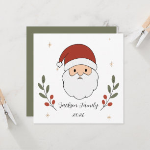 Carte plate de Noël personnalisée avec un Père Noë