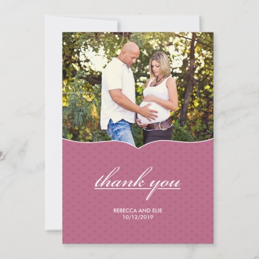 Carte plate de photo de Baby Shower avec Merci (Devant)