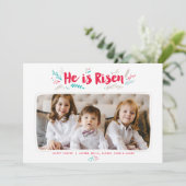 Carte plate de photo de Pâques Il est ressuscité ( (Debout devant)