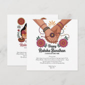 Carte plate de Raksha Bandhan joyeuse (Devant / Derrière)