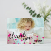 Carte plate de remerciement 3x5 avec photo de coeu (Debout devant)