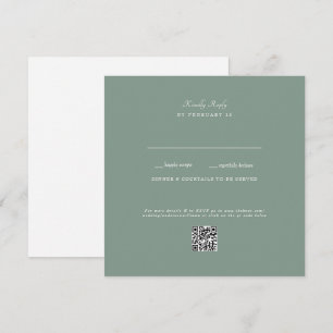 Carte plate de réponse de mariage au sauge foncé a