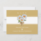 Carte plate de réponse de mariage Happy Daisy (Devant)