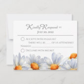 Carte plate de réponse de mariage Happy Daisy (Dos)