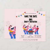 Carte plate de réservation BBQ bleu beige (Devant / Derrière)