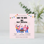 Carte plate de réservation BBQ bleu beige (Debout devant)