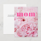 Carte plate de roses roses pour maman (Devant / Derrière)