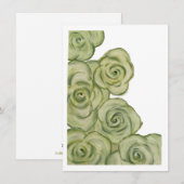 Carte plate de roses teintées de vert et de blanc (Devant / Derrière)