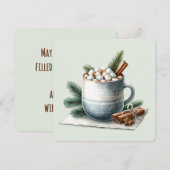 Carte plate de scène de marshmallow de cacao d'hiv (Devant / Derrière)