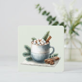 Carte plate de scène de marshmallow de cacao d'hiv (Debout devant)