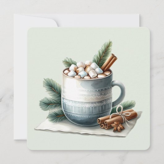 Carte plate de scène de marshmallow de cacao d'hiv (Devant)