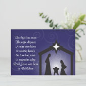 Carte plate de soirée de nativité moderne bleue de (Debout devant)