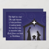 Carte plate de soirée de nativité moderne bleue de (Devant / Derrière)