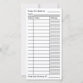 Carte plate de suivi de liste de lecture à carreau (Devant)