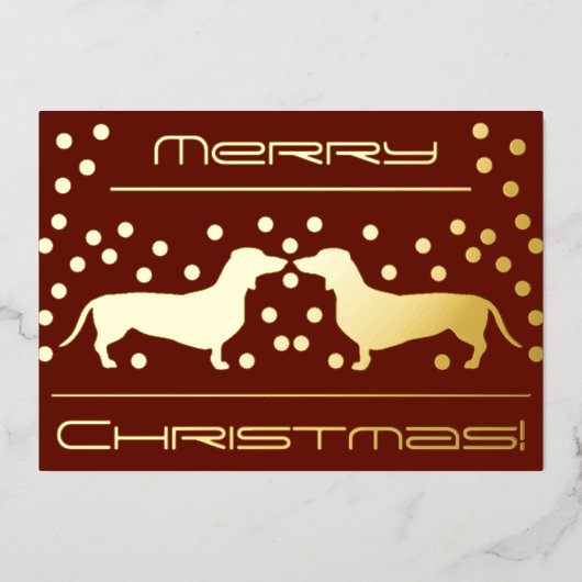 Carte plate de vacances à motif de teckels et pois (Recto)