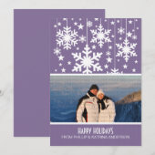 Carte plate de vacances avec photo de flocons de n (Devant / Derrière)