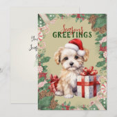 Carte plate de vacances de chiot mignonne personna (Devant / Derrière)