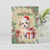 Carte plate de vacances de chiot mignonne personna (Debout devant)