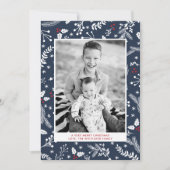 Carte plate de vacances de Noël aux bleuets d'hive (Devant)