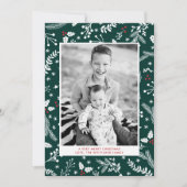 Carte plate de vacances de Noël de baies de vert d (Devant)