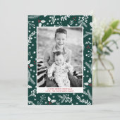 Carte plate de vacances de Noël de baies de vert d (Debout devant)