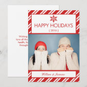 Carte plate de vacances de photo de sucre de canne (Devant / Derrière)