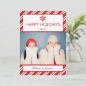 Carte plate de vacances de photo de sucre de canne (Debout devant)