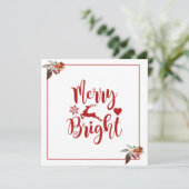 Carte plate de vacances florale rouge de Noël (Debout devant)